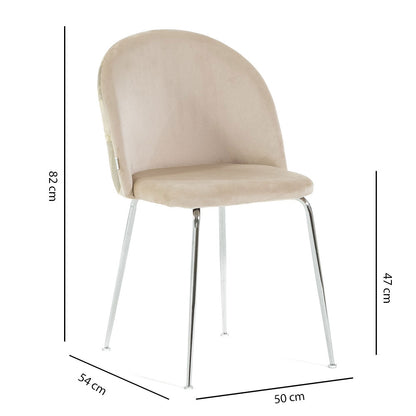 Sara – sedia in velluto decorato con gambe in metallo