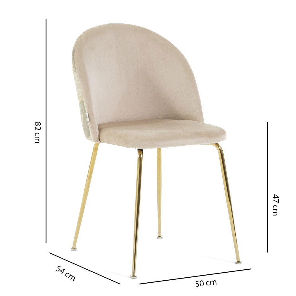 Sara – sedia in velluto decorato con gambe in metallo