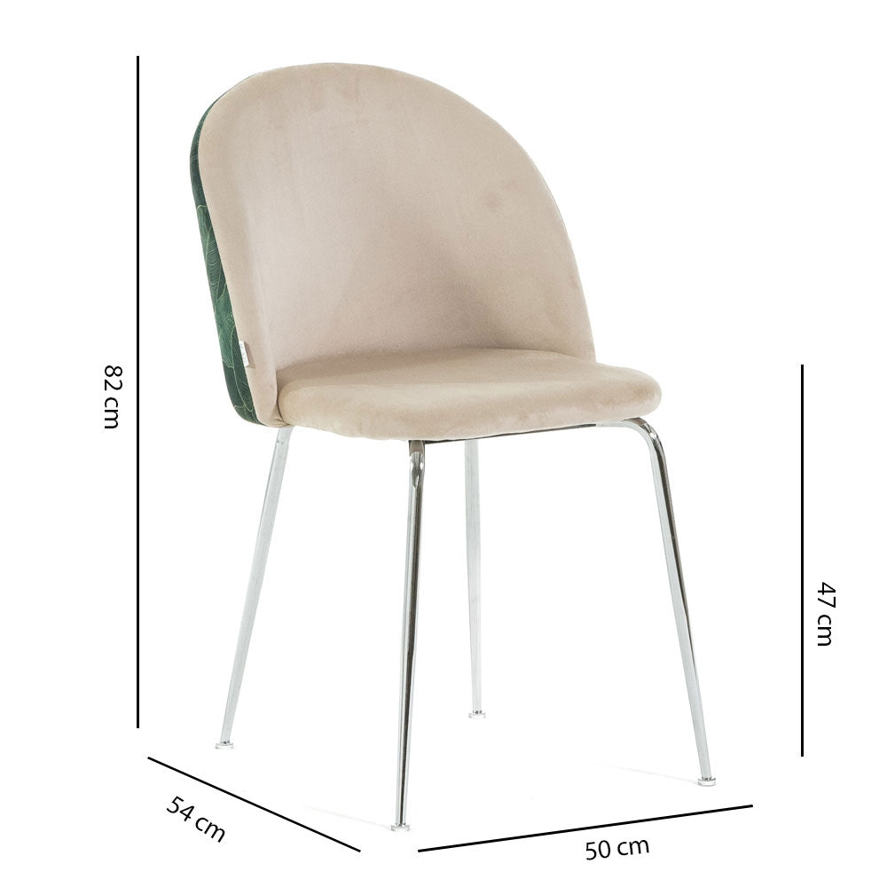 Sara – sedia in velluto decorato con gambe in metallo