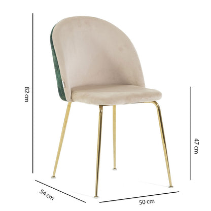 Sara – sedia in velluto decorato con gambe in metallo