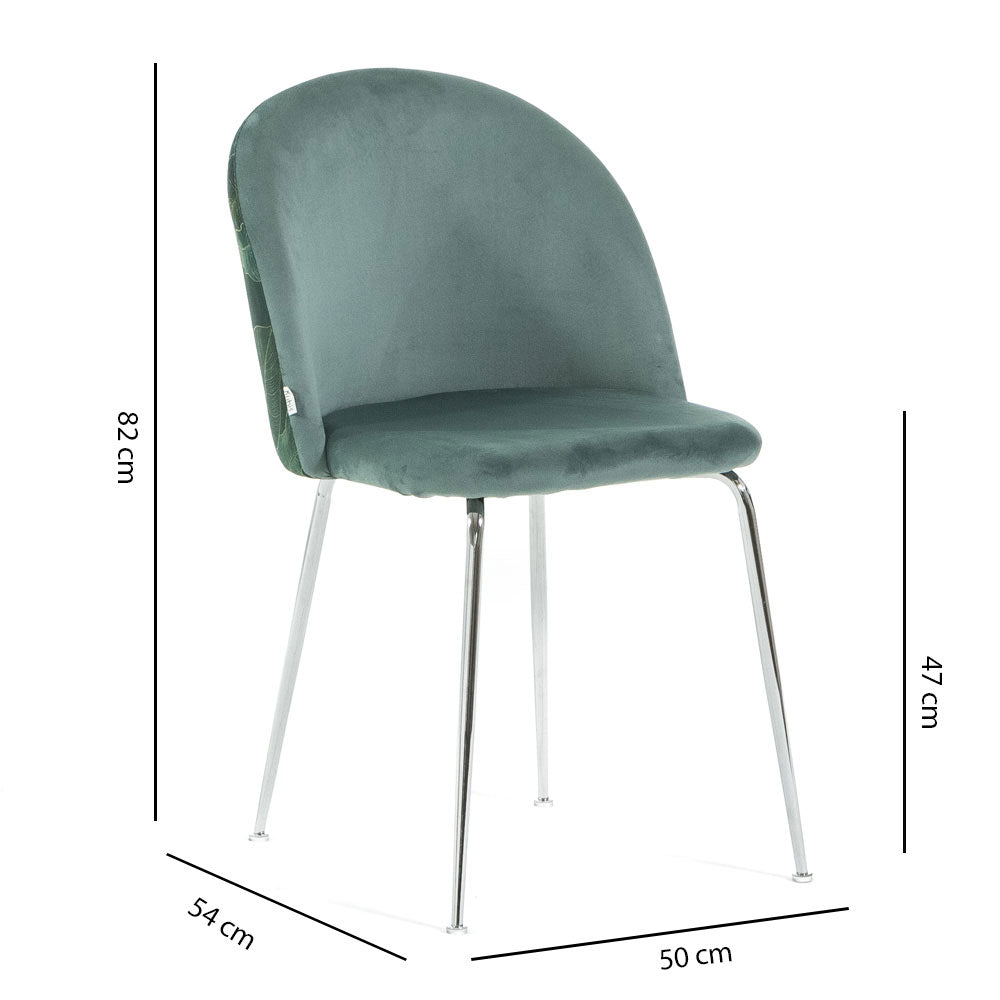 Sara – sedia in velluto decorato con gambe in metallo