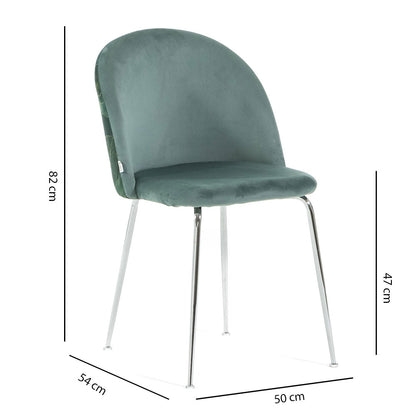 Sara – sedia in velluto decorato con gambe in metallo