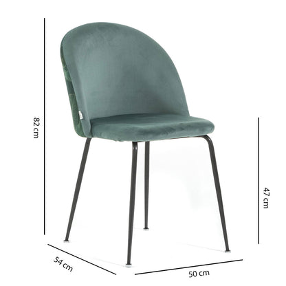 Sara – sedia in velluto decorato con gambe in metallo