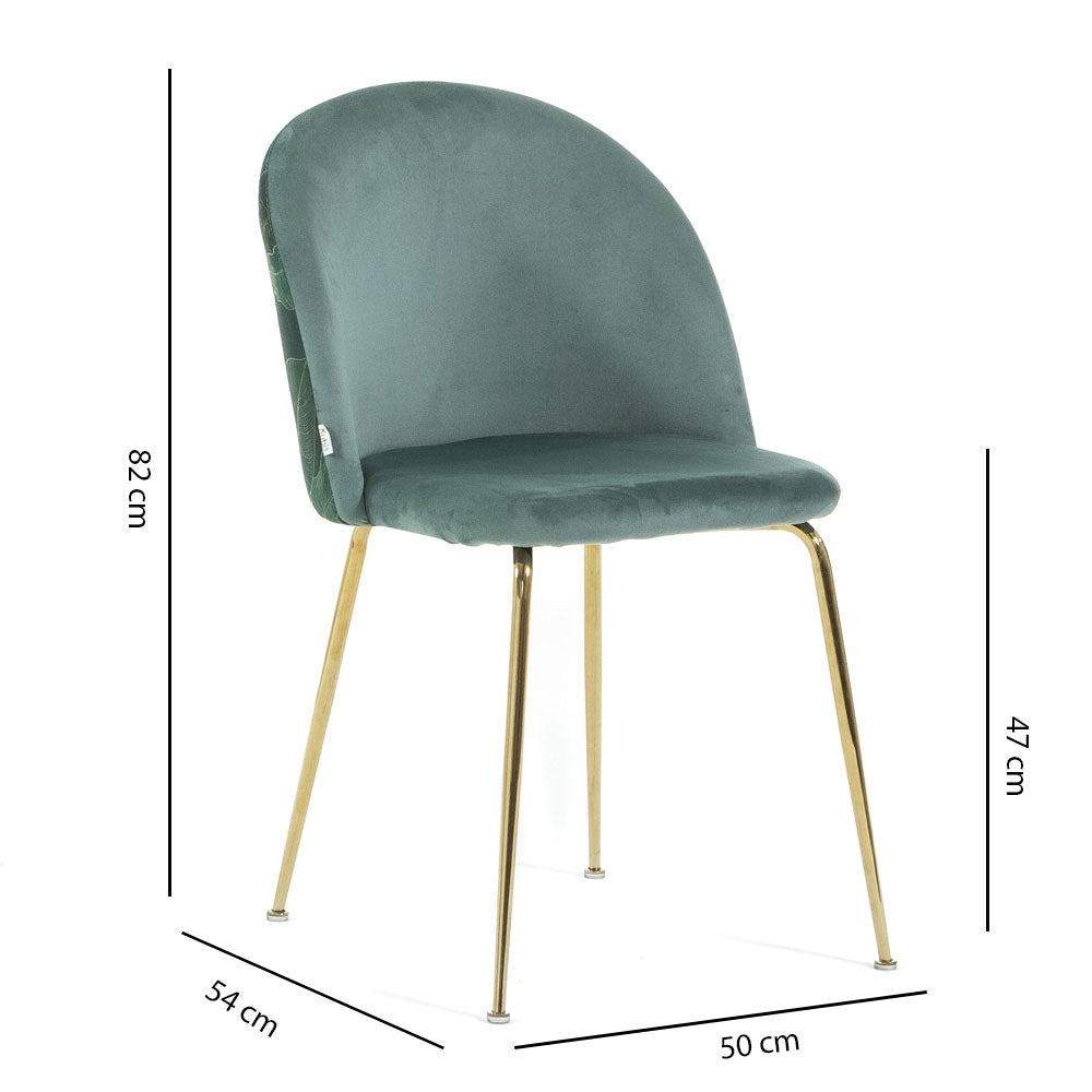 Sara – sedia in velluto decorato con gambe in metallo