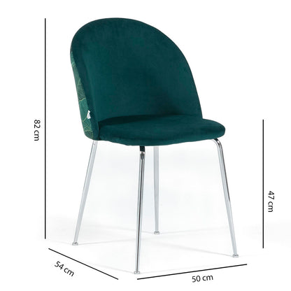 Sara – sedia in velluto decorato con gambe in metallo