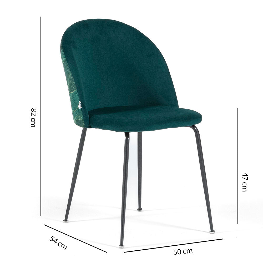 Sara – sedia in velluto decorato con gambe in metallo
