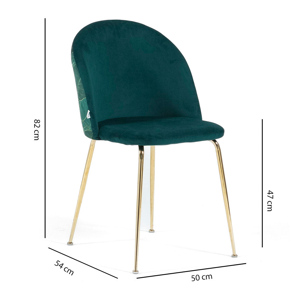 Sara – sedia in velluto decorato con gambe in metallo
