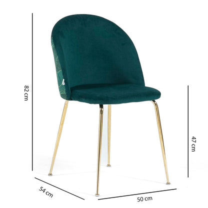 Sara – sedia in velluto decorato con gambe in metallo