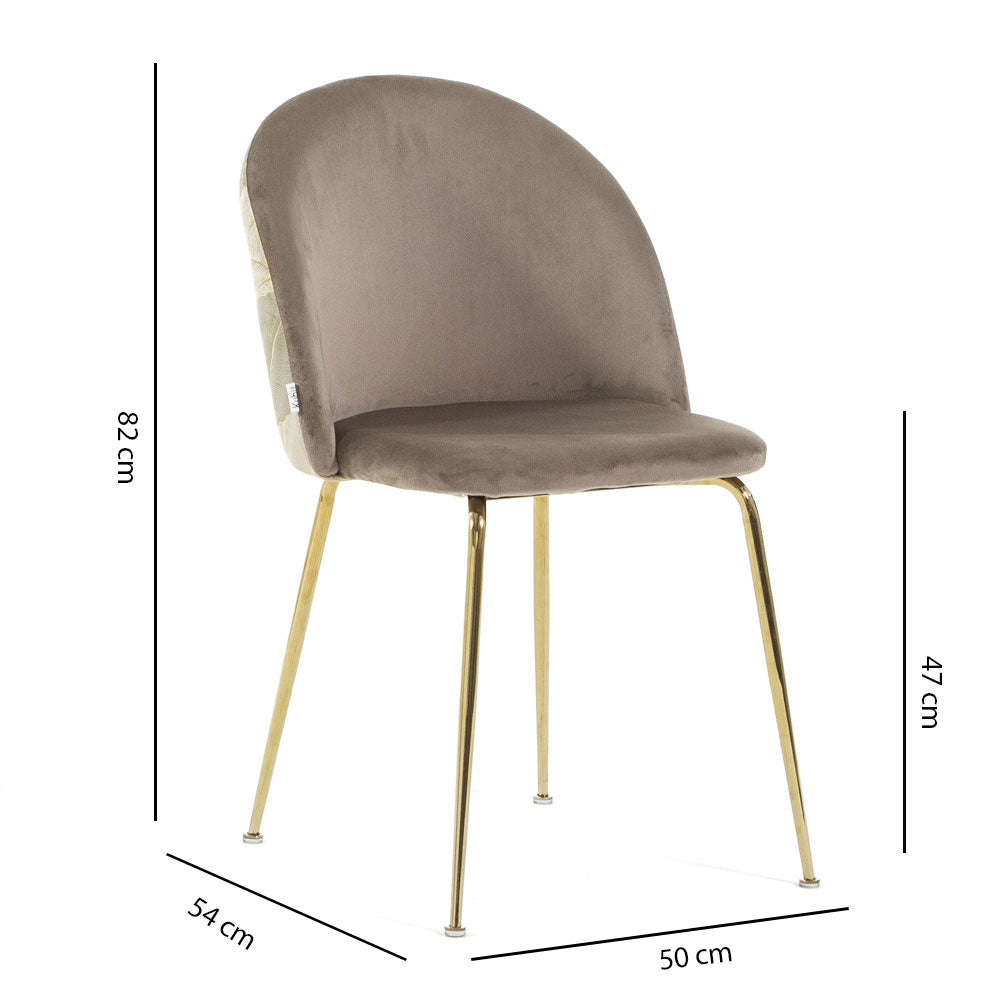 Sara – sedia in velluto decorato con gambe in metallo