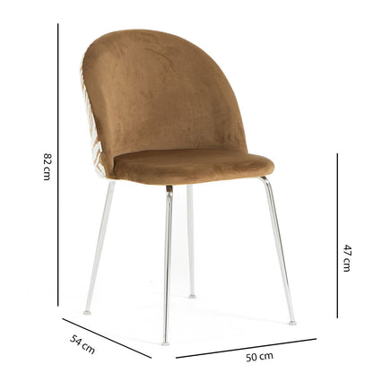 Sara – sedia in velluto decorato con gambe in metallo