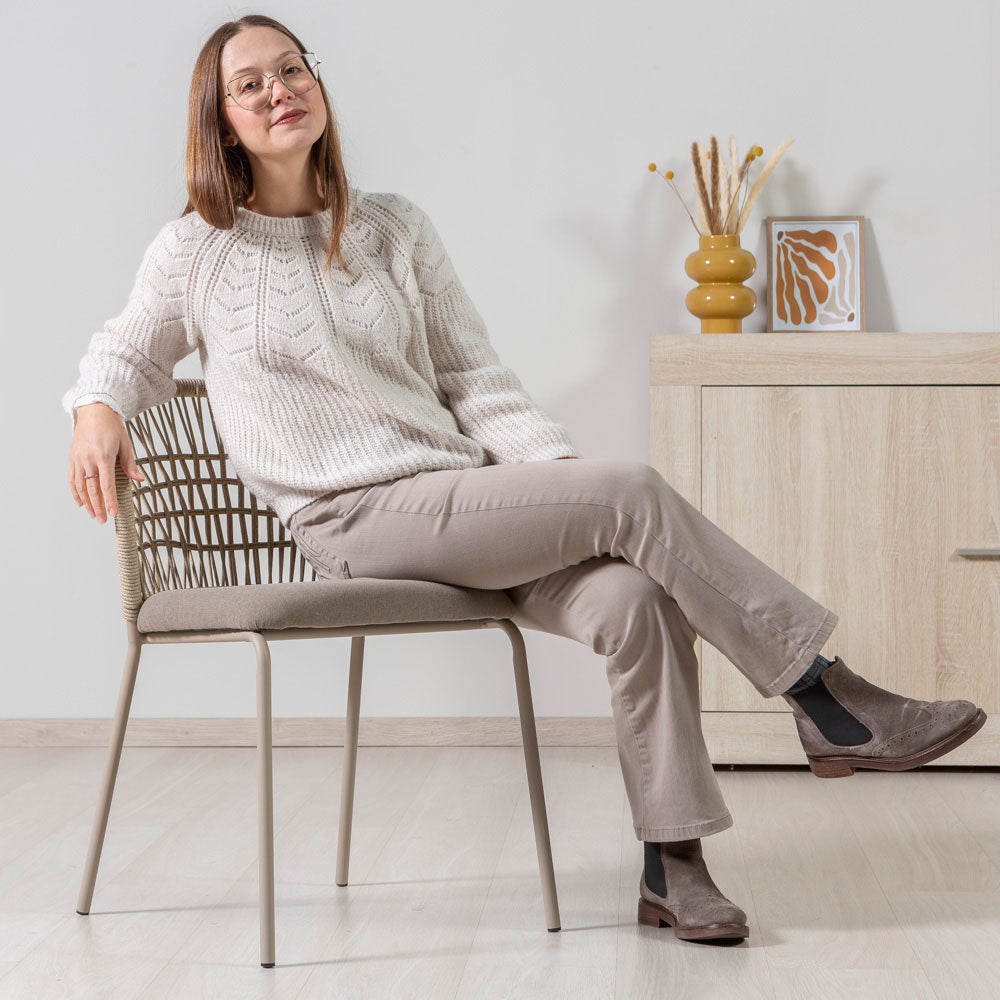 Stacey – sedia in corda con struttura in metallo champagne