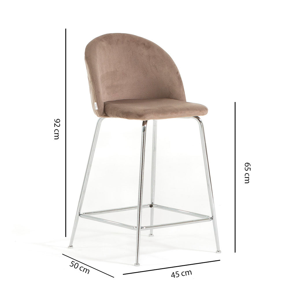 Sara XL – sgabello da cucina in velluto e gambe metallo