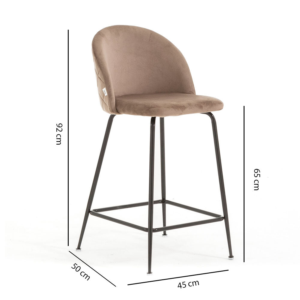 Sara XL – sgabello da cucina in velluto e gambe metallo